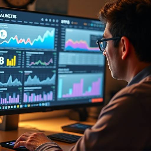 Personne analysant des statistiques sur un √©cran, g√©rant les r√©seaux sociaux